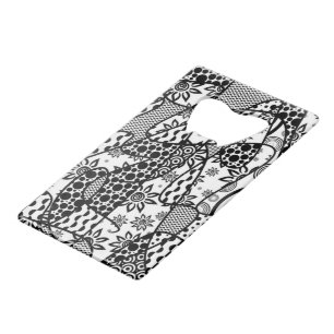 Zwart & Wit Lapwerk 03 van het Patroon Kredietkaart Flessenopener