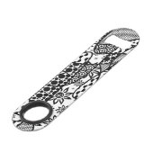 Zwart & Wit Lapwerk 03 van het Patroon Speed Flessenopener (Achterkant Gekanteld)