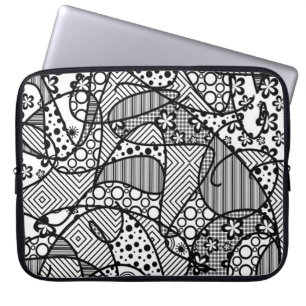 Zwart & Wit Lapwerk 04 van het Patroon Laptop Sleeve