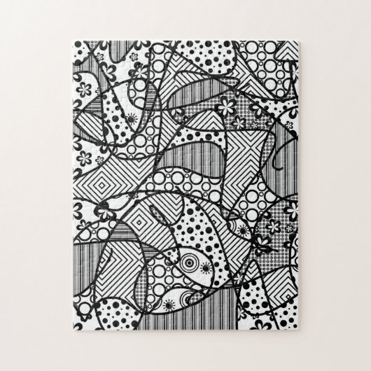 Zwart & Wit Lapwerk 04 van het Patroon Legpuzzel (Verticaal)