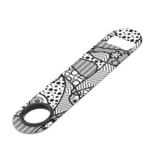 Zwart & Wit Lapwerk 04 van het Patroon Speed Flessenopener