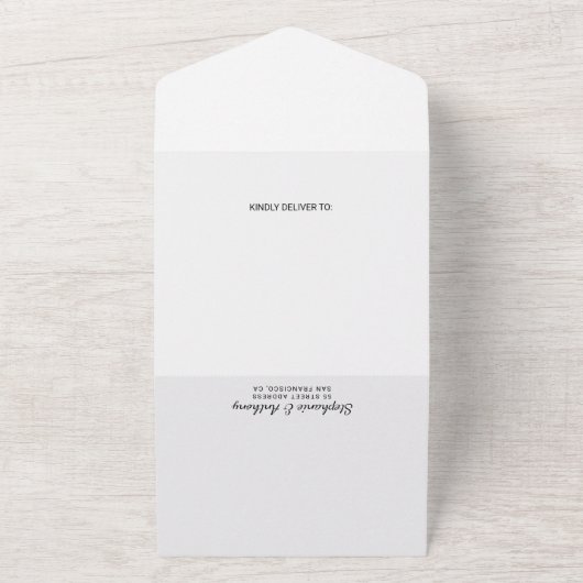 Zwart-wit Las Vegas bestemming bruiloft All In One Uitnodiging (Buitenkant)