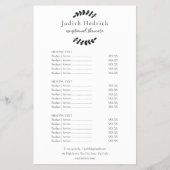 Zwart-wit laurier service menu prijslijst (Voorkant)