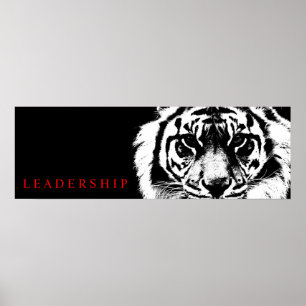 Zwart-wit Leadership Tiger Poster Print