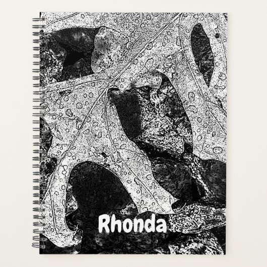 Zwart-wit Leaf Natuur Planner (Voorkant)