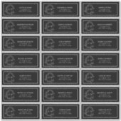 Zwart-wit Leafy Crest Monogram Gastadres Sticker (Voorkant)