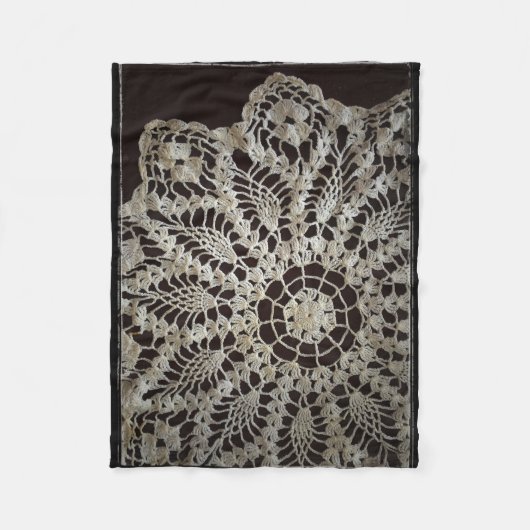 zwart-wit leef Doily Fleece Deken (Voorkant)
