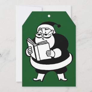  zwart-wit leesbaar Santa Green Gift-Label Feestdagenkaart