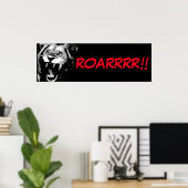 Zwart Wit Leeuw Pop Art Comic Style Roar Script Poster (Thuiskantoor)