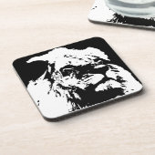 Zwart & wit leeuw pop kunst bier onderzetter (Linkerzijde)