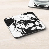 Zwart & wit leeuw pop kunst drankjes onderzetter (Linkerzijde)