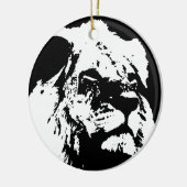 Zwart & wit leeuw pop kunst keramisch ornament (Links)