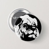 Zwart & wit leeuw pop kunst ronde button 5,7 cm (Voorkant /achterkant)