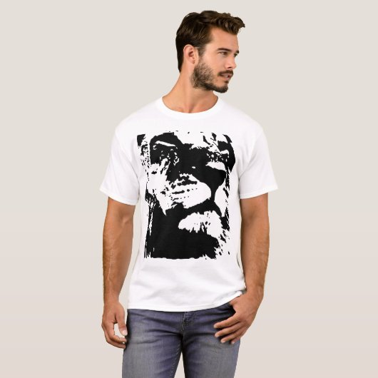 Zwart & wit leeuw pop kunst t-shirt (Voorkant volledig)