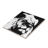 Zwart & wit leeuw pop kunst tegeltje (Zijkant)
