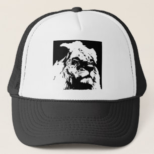 Zwart & wit leeuw pop kunst trucker pet