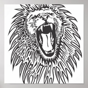 zwart-wit-leeuwenvector poster