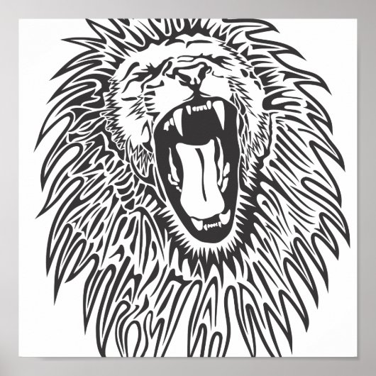 zwart-wit-leeuwenvector poster (Voorkant)
