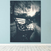 Zwart-wit lege bank in het park canvas afdruk (Insitu (Houten vloer))