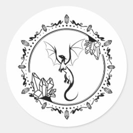 Zwart-wit Legendary Crystal Elegant Dragon Ronde Sticker