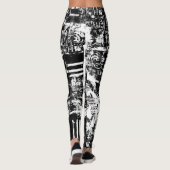 Zwart-wit Leggings met gedrukte graffiti kunst (Achterkant)