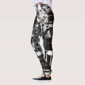 Zwart-wit Leggings met gedrukte graffiti kunst (Links)