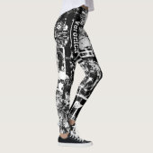 Zwart-wit Leggings met gedrukte graffiti kunst (Rechts)
