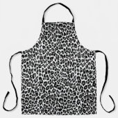 Zwart Wit Leopard Patroon Zilveren Glitter Schort (Voorkant)