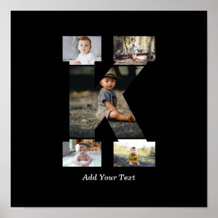 Zwart-wit Letter K Fotocollage Poster