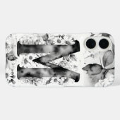 Zwart-wit Letter M Elegante Bloemen Waterverf Case-Mate iPhone Case (Achterkant (horizontaal))