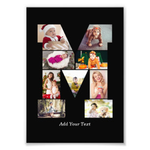Zwart-wit Letter M Foto Collage Afdruk