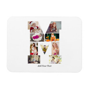 Zwart-wit Letter M Foto Collage Magneet