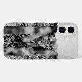 Zwart-wit Letter M Trippy Bloemen Waterverf Case-Mate iPhone Case (Achterkant (horizontaal))