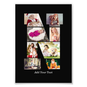 Zwart-wit Letter N Foto Collage Afdruk