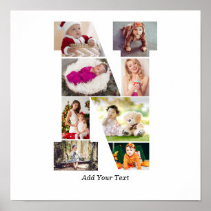Zwart-wit Letter N Foto Collage Poster