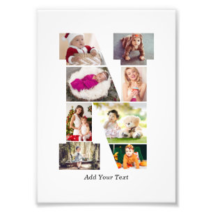 Zwart-wit Letter N Fotocollage Foto Afdruk