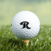 Zwart wit  letter R monogram Golfballen (Insitu Shirt)