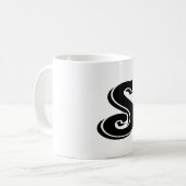 Zwart wit Letter S Monogram Koffiemok (Voorkant links)