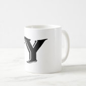 Zwart wit Letter Y Monogram Koffiemok (Voorkant rechts)
