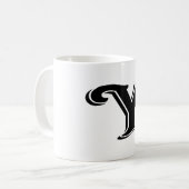 Zwart wit Letter Y Monogram Koffiemok (Voorkant links)