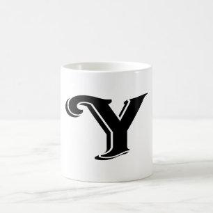 Zwart wit Letter Y Monogram Koffiemok