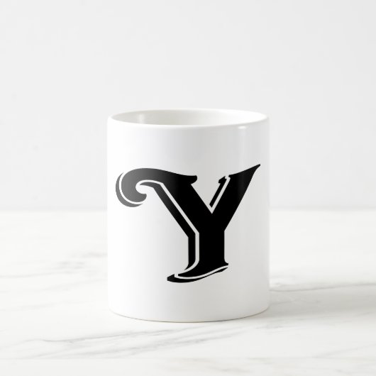Zwart wit Letter Y Monogram Koffiemok (Center)