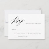 zwart-wit lettertype trouw RSVP kaart (Voorkant)