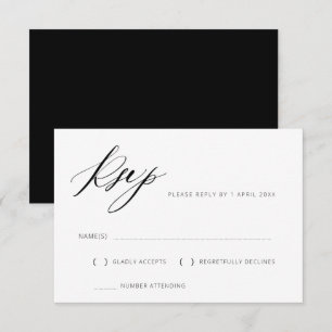 zwart-wit lettertype trouw RSVP kaart