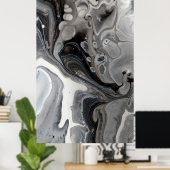 Zwart wit, licht Abstract grijs, zilver Poster (Thuiskantoor)