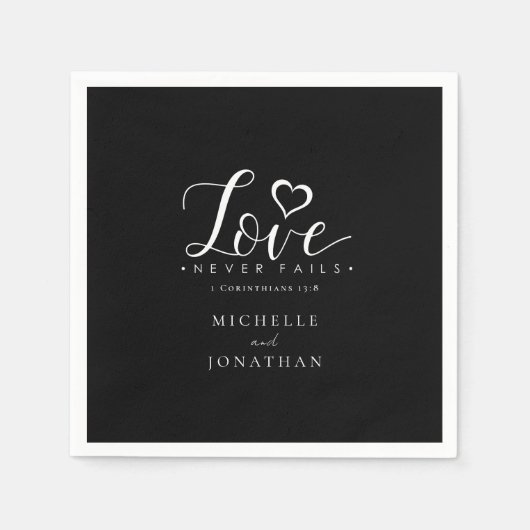 Zwart-wit liefde faalt nooit Bijbelvers bruiloft Servet (Voorkant)