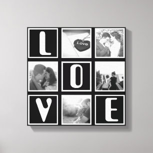 Zwart-wit liefde fotocollage canvas afdruk