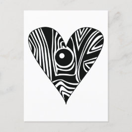 Zwart-wit LIEFDE hart Briefkaart