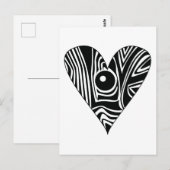 Zwart-wit LIEFDE hart Briefkaart (Voorkant / Achterkant)