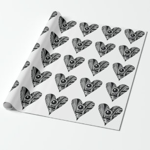 Zwart-wit LIEFDE hart Cadeaupapier